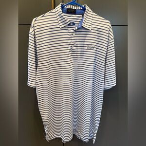 Rosemary Beach Blue & White Striped DriWay Polo Shirt Size L